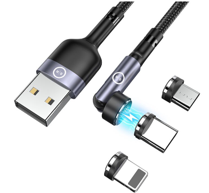 MODEL XP - MAGNETIC USB CABLE, PIVOTING, TRIPLE, 2M