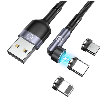 USB CABLE, LOGO, PIVOTING, MAGNETIC, TRIPLE, 2M, MODEL 1028 XP